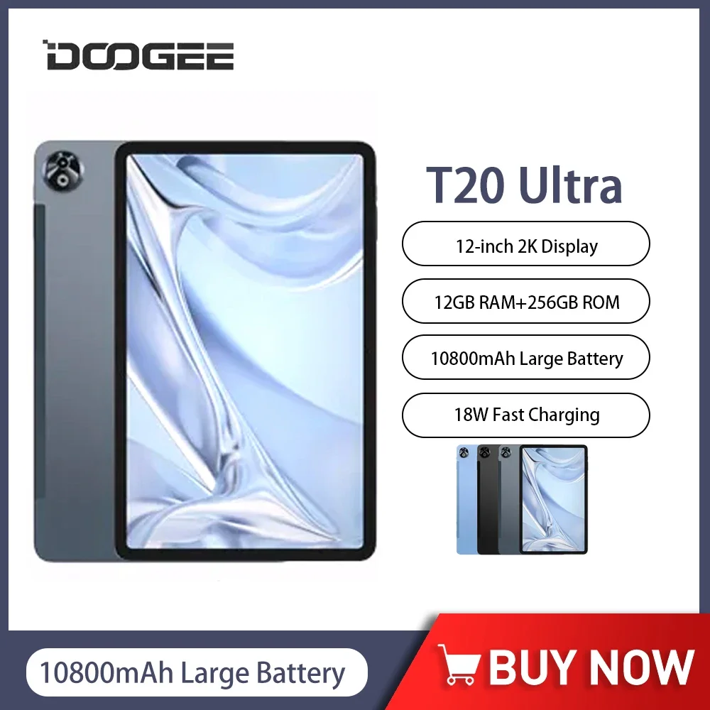 Tablet pc Ultra Android 13 Caixa Quádrupla Alto-falantes Estéreo 6nm 2k Helio G99 Octa-core 12gb Mais 256gb 10800mah 16mp Doogee-t20