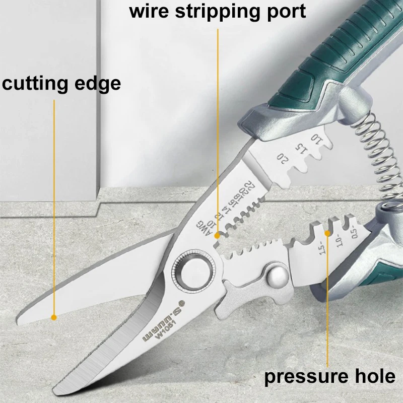 WYNNS Wire Stripper Crimping Pliers Multi-Functional Electrician Tool Stripping Crimping and Peeling Home Network Cable Stripper