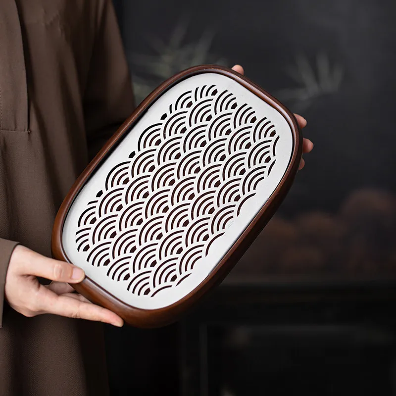 

Bamboo Modern Tea Tray Chinese Small Gong Fu Oval Tea Tray Fashionable Restaurant bandeja madera decorativa ovalada Tea Supplies