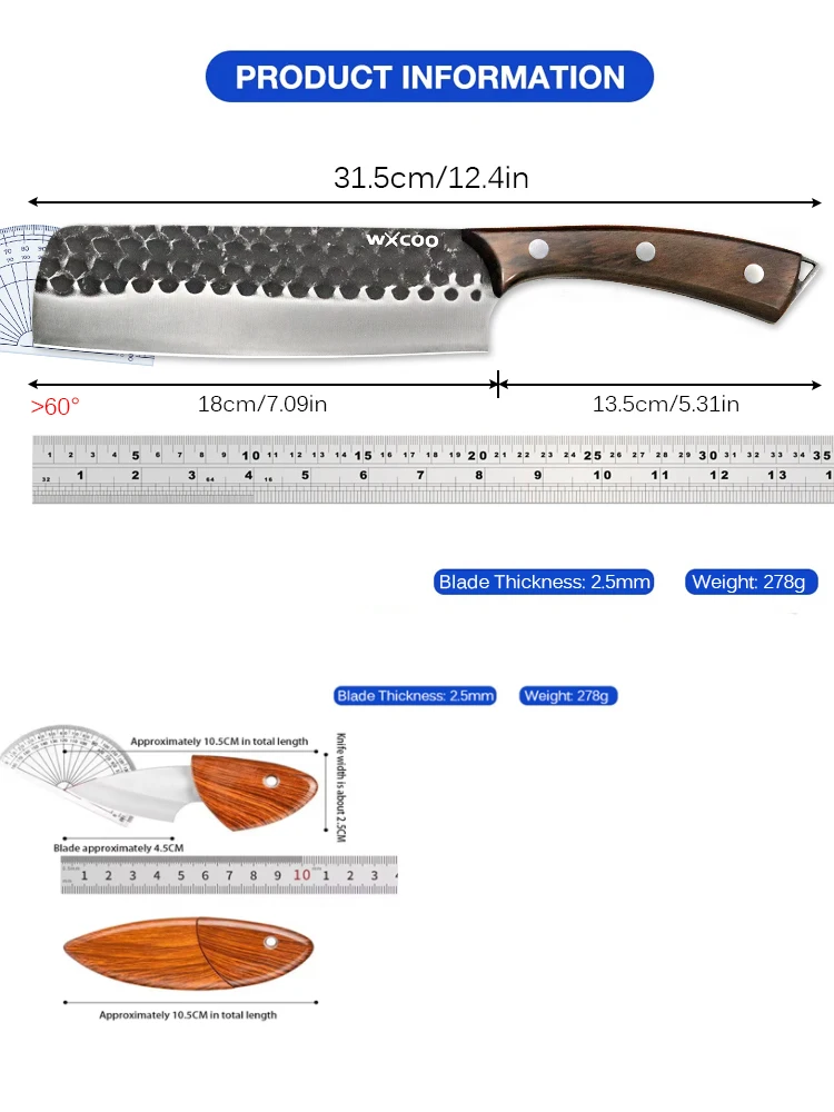 Stainless Steel Forged Kitchen Knife Women's Chef's Knife Multi-Function Vegetable Fruit Slicer Fish Fillet Knife Wooden Handle