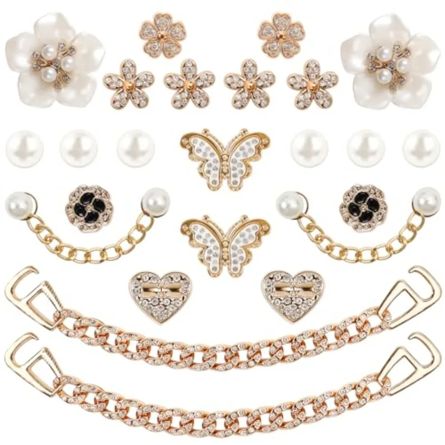 

24 шт. блестящие подвески для обуви для женщин, украшения для обуви с цветочным жемчугом, подвески для сабо, обувь со стразами, цепочка, милые подвески для обуви
