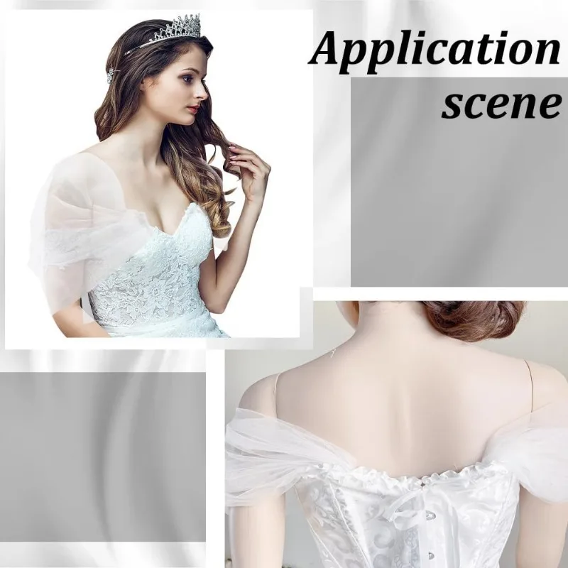 Mingli Tengda Transparent Tulle Shawl Covering arms Shoulder Accessories Bride Wedding Accessories Straight Shoulder Straps