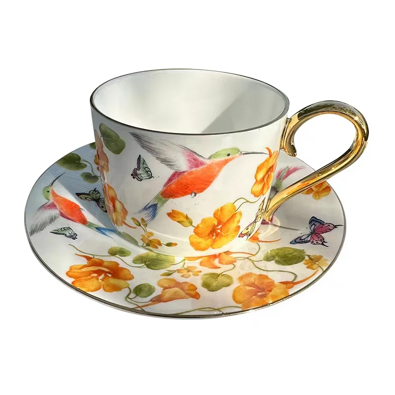 Nordic Hummingbird Ceramic Coffee Cup Dish European Exquisite Bone Porcelain Cup Dish Afternoon Tea Set Tea Cup Set Tableware