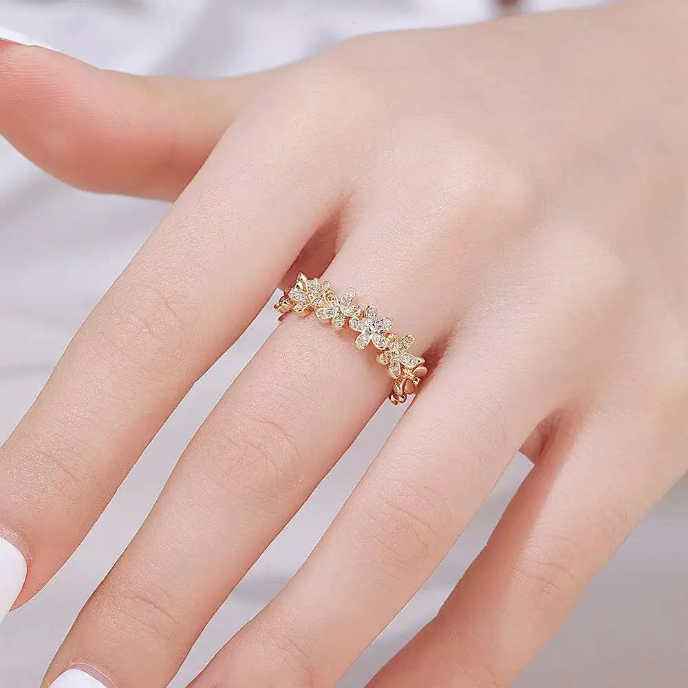 1PCS High-Quality Light Luxury Temperament Flower Micro Inlaid Zircon Adjustable Women's Ring, Jewelry Gift For Daily Banquets
