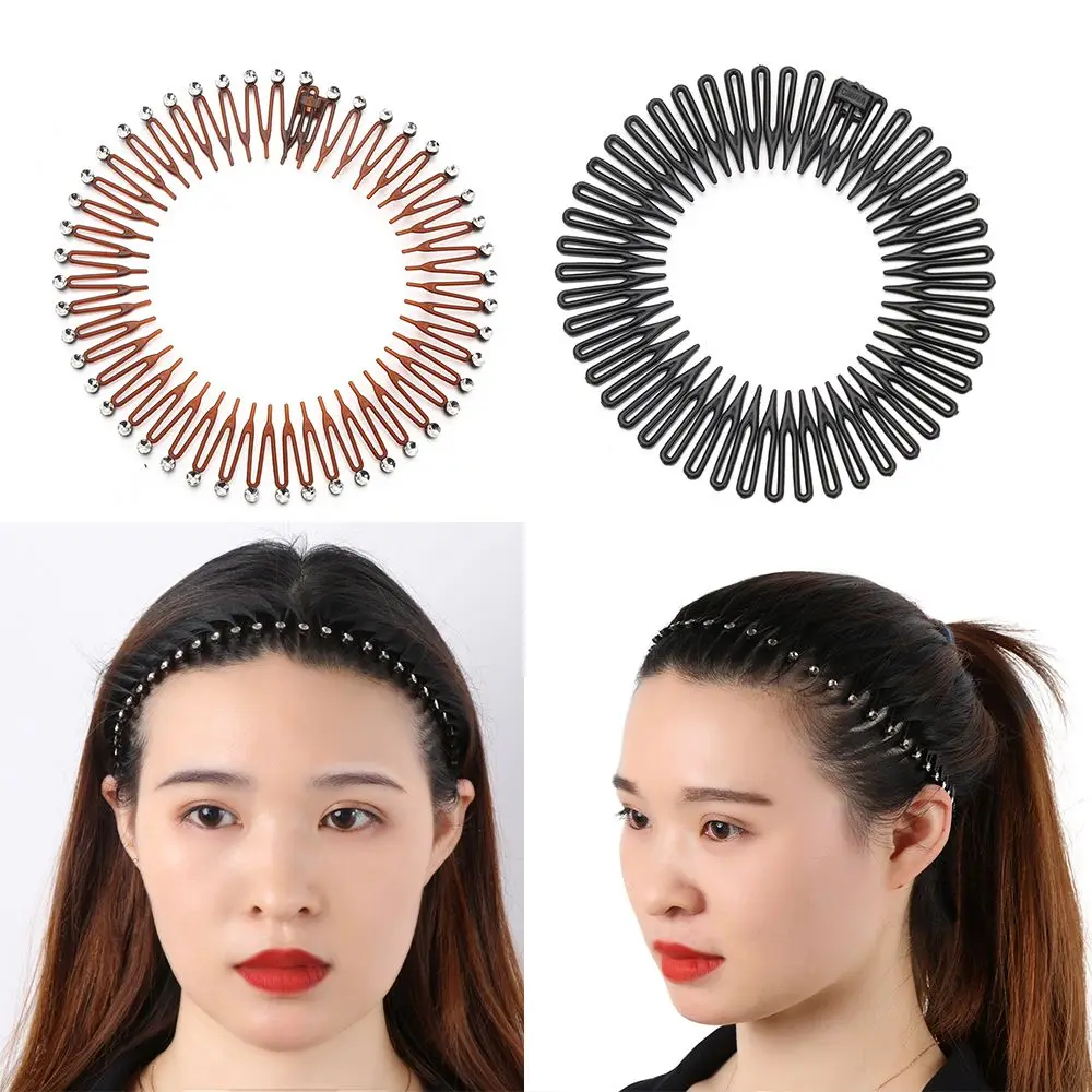 Elastisches Haarband faltbare Kopf bedeckung Strass Haars pange flexibler Kunststoff kamm für Make-up Bad schwimmen Haarschmuck