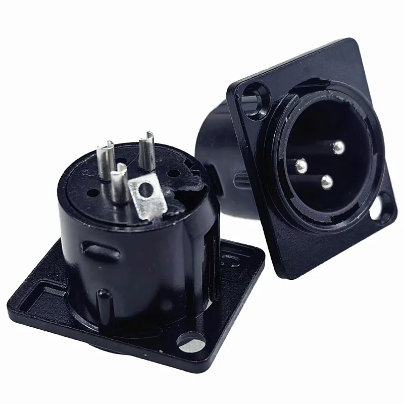 MW Audio 8 Stück 3-Pin XLR Stecker, Schwarzer Metall-Quadrat-Mikrofonanschluss zur Panelmontage für Mischpulte – Detail 9