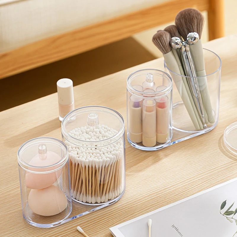 Travel Storage Box Lightweight Plastic Container Portable Cotton Pad Storage Box With Cover Dust-proof Jewelry Accessories Box