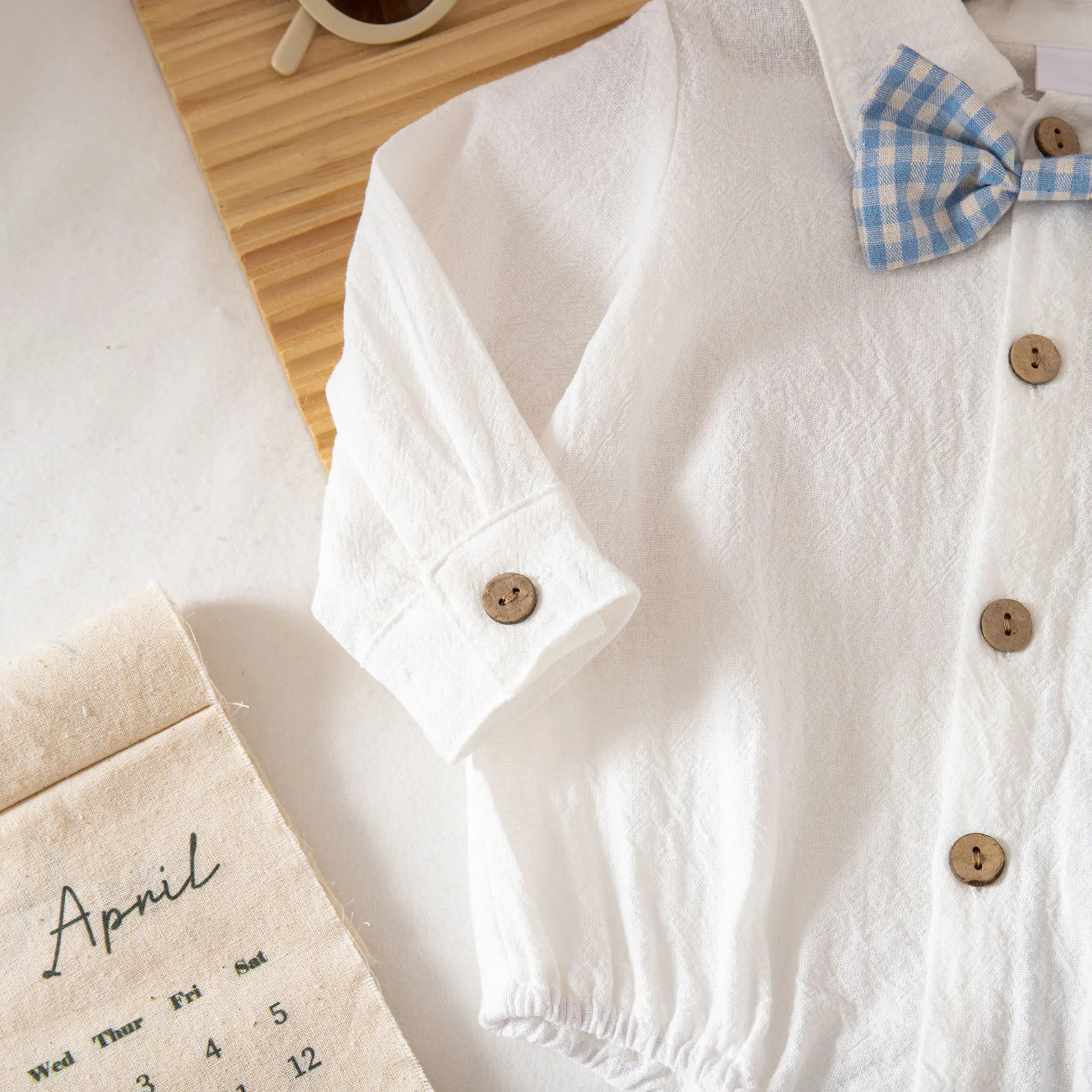 ملابس رسمية للأطفال الأولاد بأكمام طويلة مع سروال بحمالات منقوش لحفلات الزفاف وأعياد الميلاد وحفلات استقبال المولود الجديد