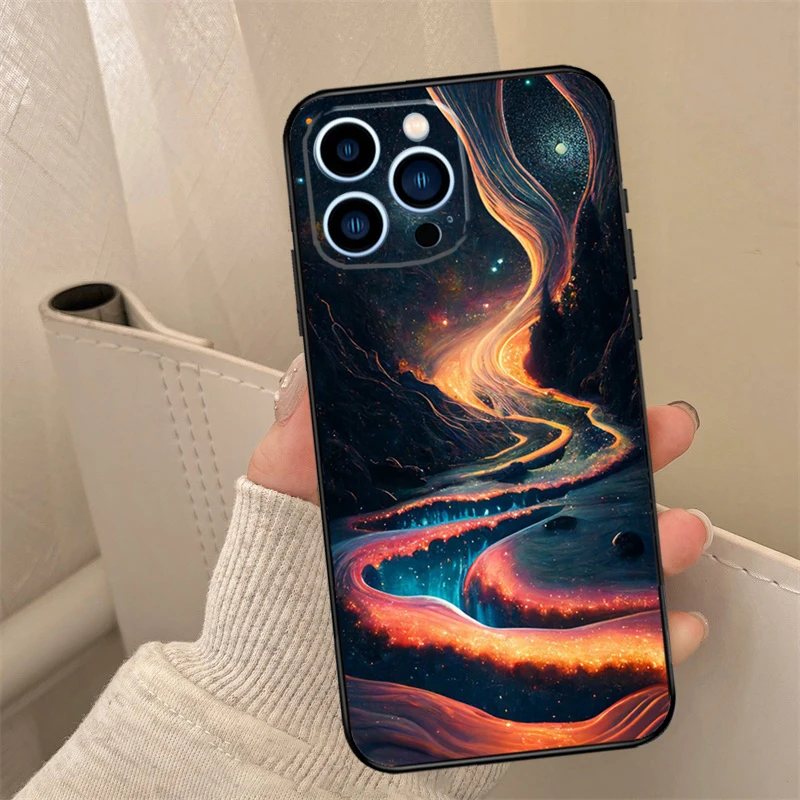 Custodia per telefono Cosmic River per iPhone 16 14 13 12 11 15 Pro Max 13 12 mini XR 15 16 Plus 16e Cover Coque
