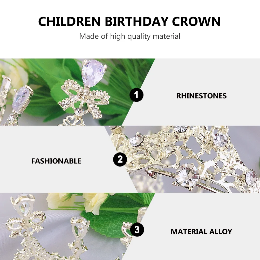 

1pc Children Crown Shiny Crystal Rhinestones Durable Alloy Girls Birthday Elegant Dress Headdress Kids Hair Accessories Circular