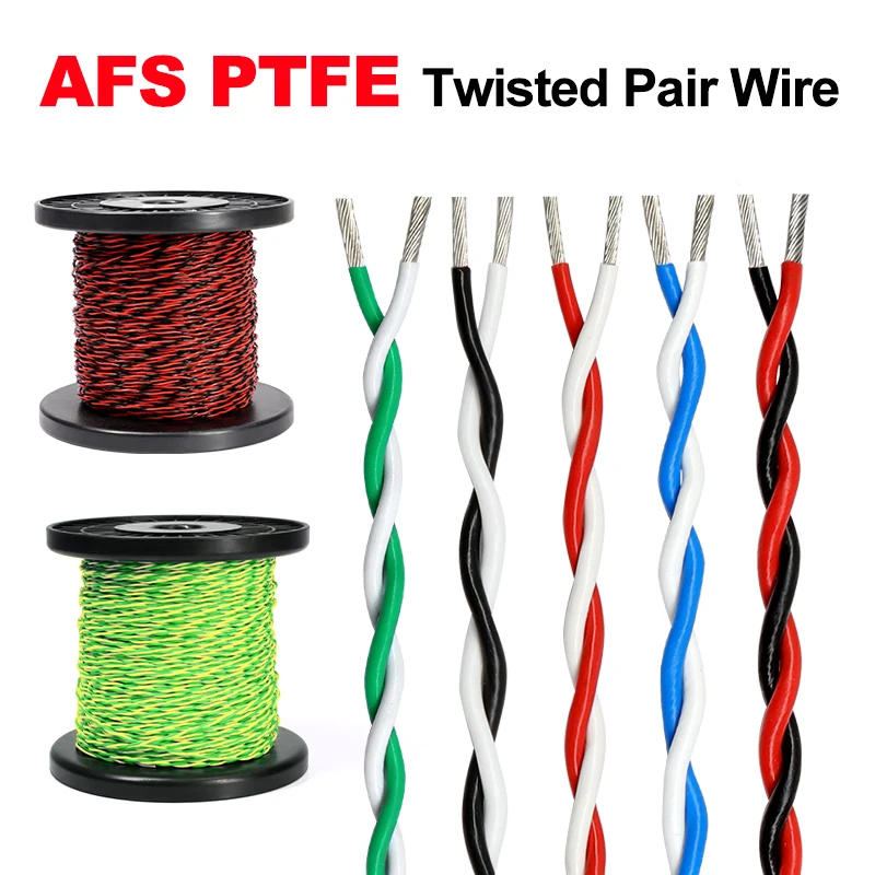 1 ~ 50M PTFE Electric Wire AFS200 26/25/24/22/20/18/17/15/13AWG FEP Insulated Tinned Copper High Temperature Twisted Pair Cable