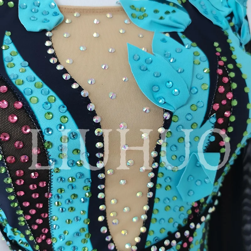 LIUHUO robe de patinage artistique compétition enfants uniformes Costumes manches longues BD3247