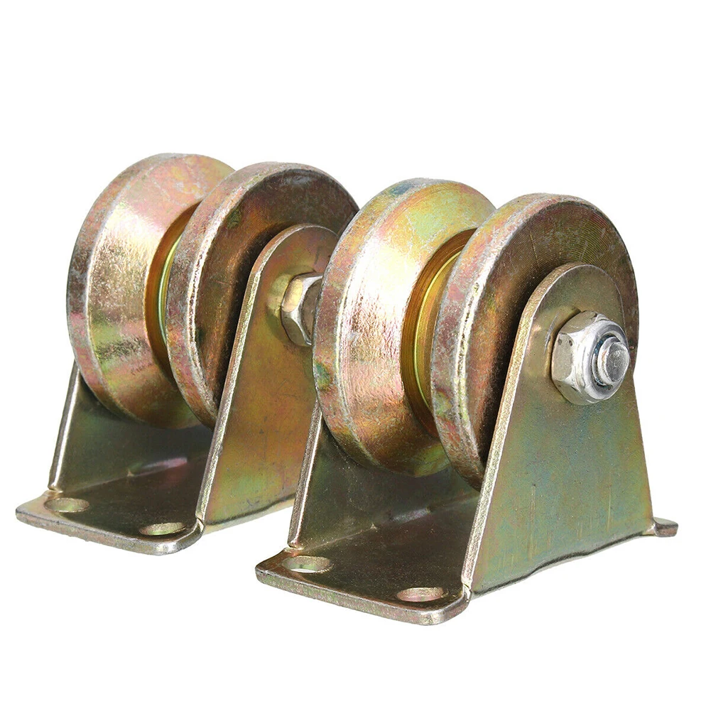 

2PCS 2inch V-Groove Type Track Wheel Sliding Gate Roller Steel Bracket Industrial Machines Repartments