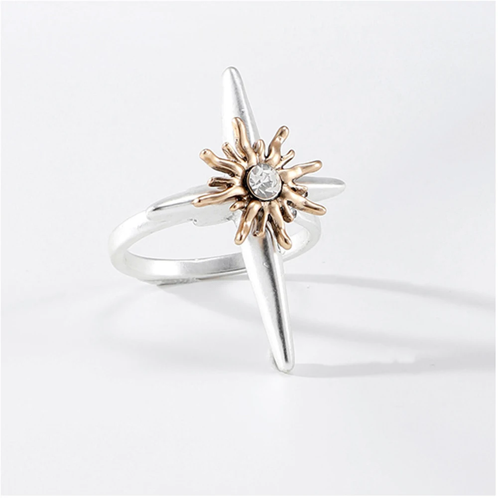 Eetit Mode Origineel Design North Star Zirkoon Zilveren Kleur Ring Voor Vrouwen Zinklegering Statement Charme Sieraden Accessoires