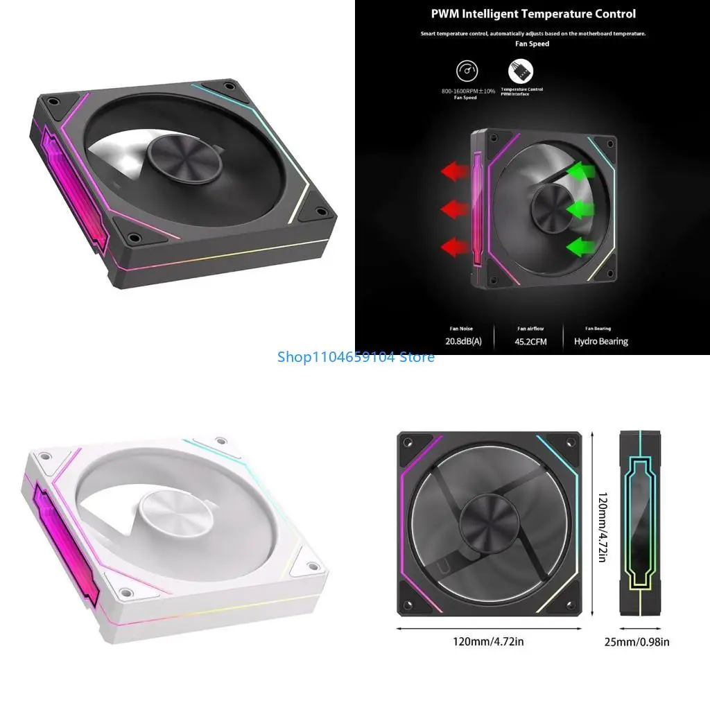 

Double Color Computer Case Fan 120mm CPU Fan With ARGB Lighting for PC