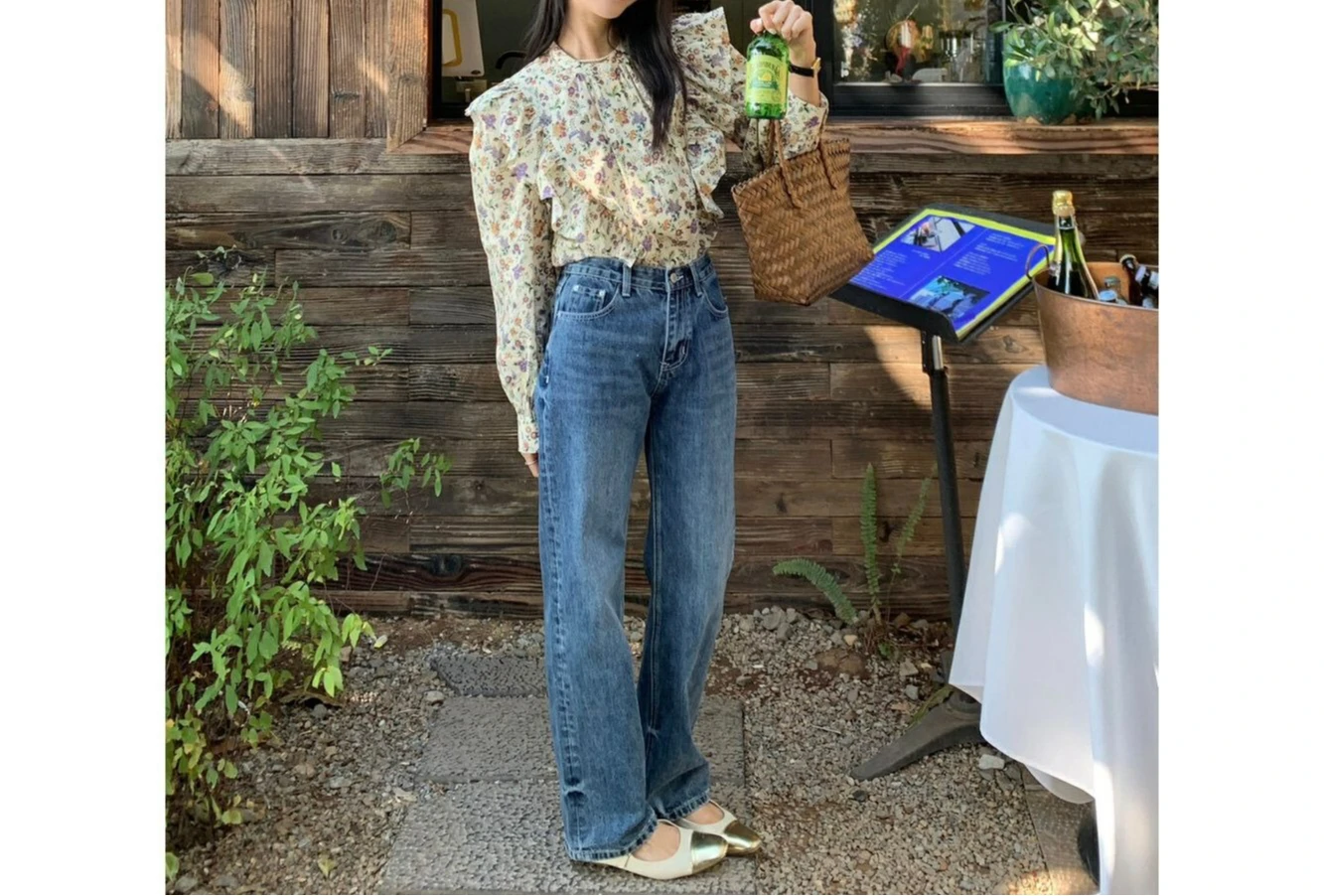 

Spring 2026 New Floral Cotton Shirt Blouse Long Sleeve Fungus Edge