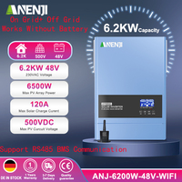 6.2KW 4.2KW 2KW Hybrid Solar Inverter MPPT Inverter 48V 24V 12V 230Vac Pure Sine Wave 120A 100A Solar Charge Controller for Home
