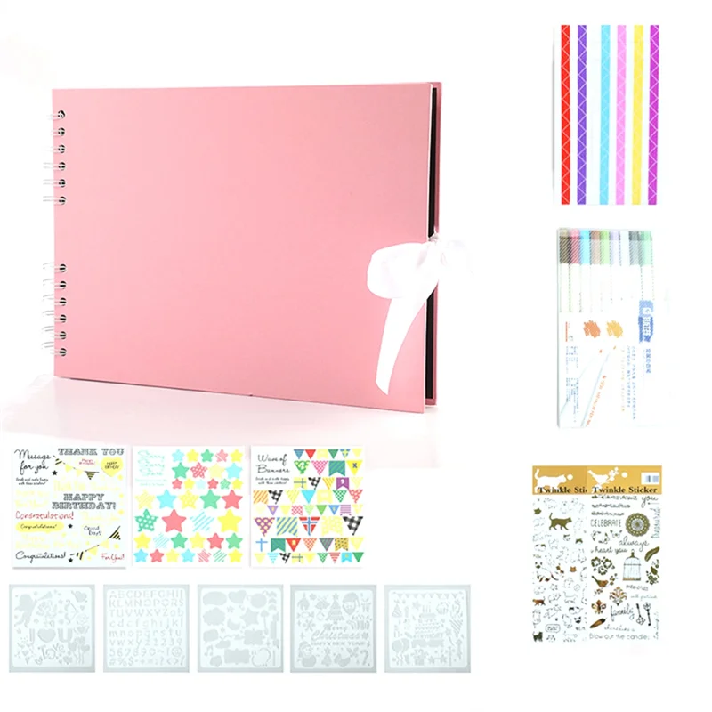 

VO-Photo Albums 80 Black Pages Memory Books A4 Craft Paper DIY Scrapbooking Picture Birthday Childrens Gift