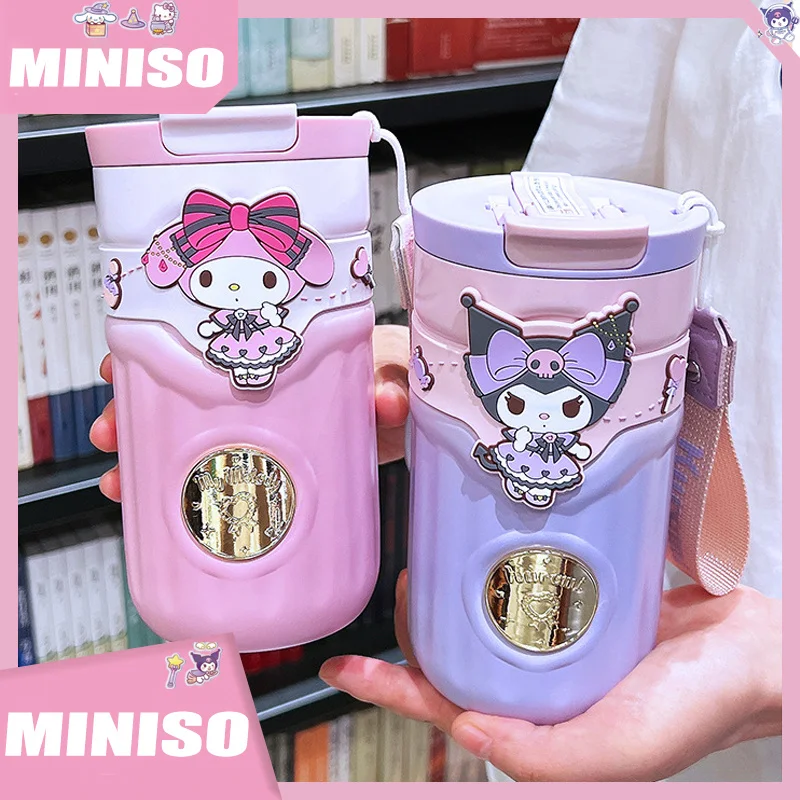 Cute cartoon Kuromi Hello Kitty portable double drinking cup 316 fashionable insulation and cooling home coffee insulated cup ﻿