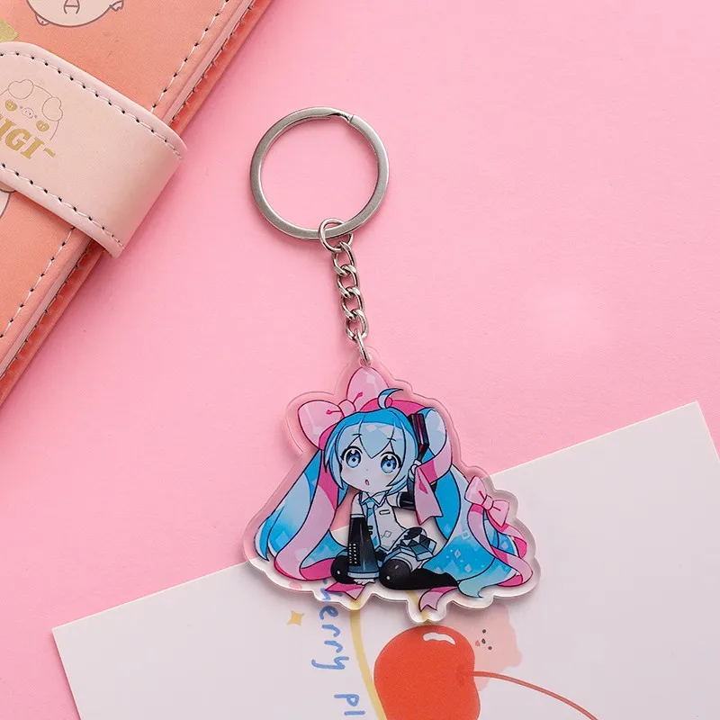 Anime Hatsune Miku Acrylic keychain accessaries Cartoon funny Bag Pendant Gift cute bag charm Keyring Friends Fans Gifts