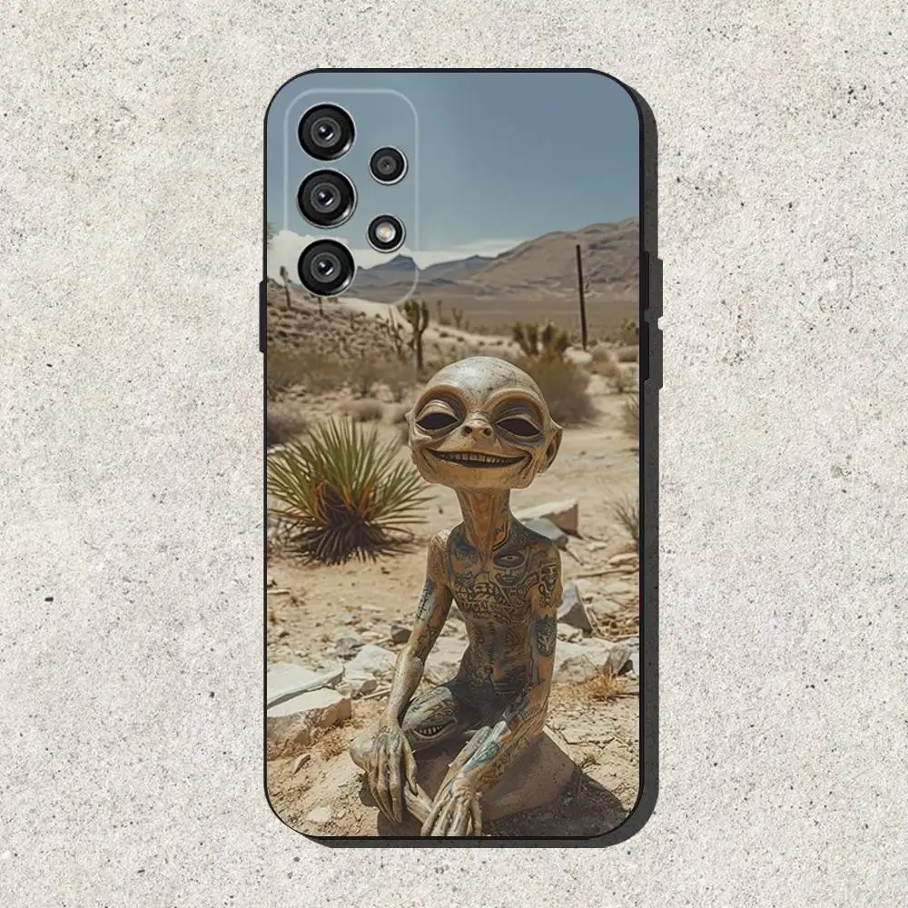 حافظة هاتف مضحكة UFO Alien Thing لهاتف سامسونج S25، S24، S21، S22، S23، S30، Ultra، S20، Plus، Fe، Lite، Note، 10,9,5G غطاء أسود
