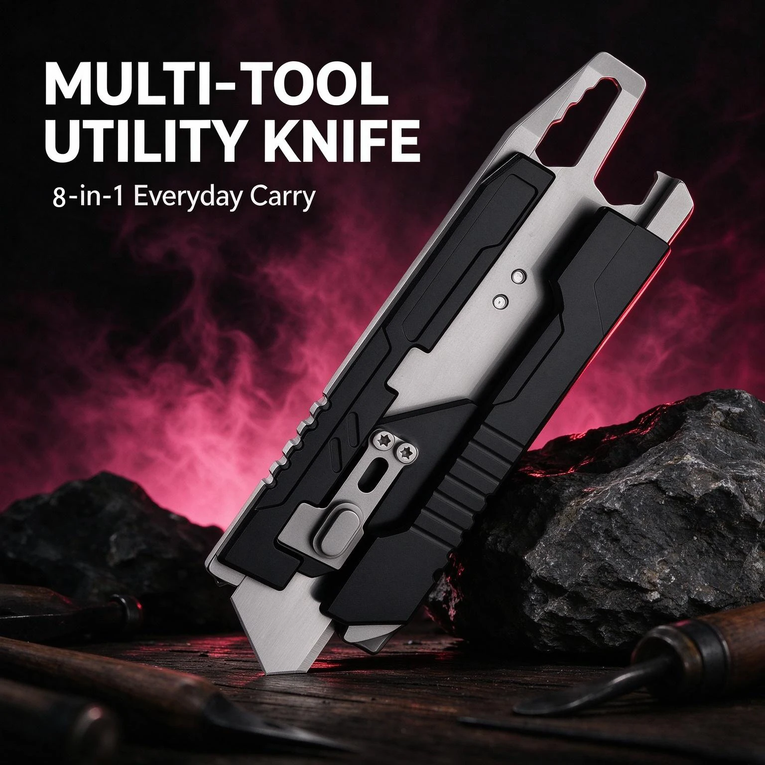8-in-1 Daily Carry Multi-functional Knife Set, versatile EDC tool, includes 10 replaceable blades - high-quality portable tool