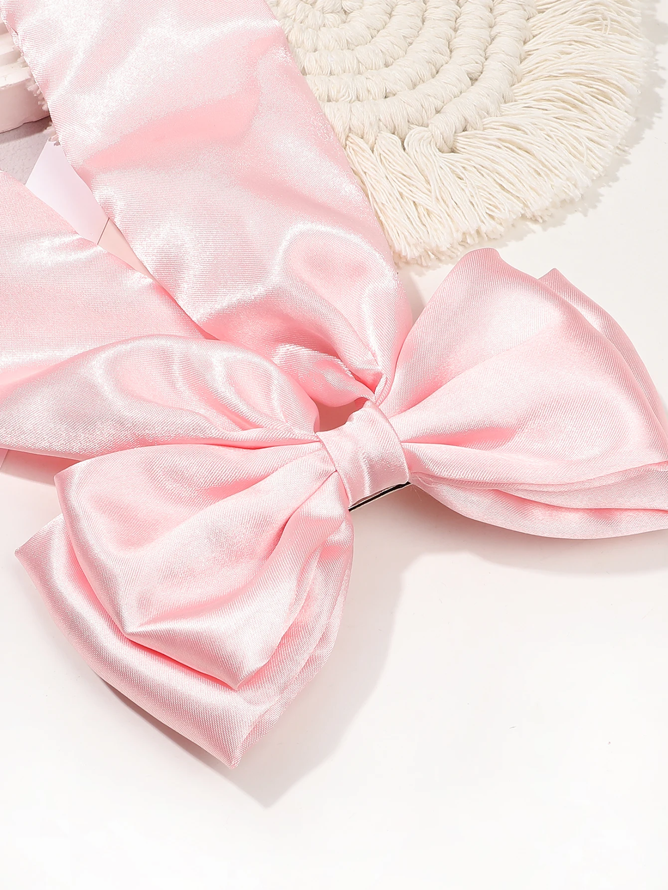 1 Pcs Silky Satin Hair Bows Hair Claw Clips,Pink Black Hair Ribbon Ponytail Holder Accessories for Women Girls Kids