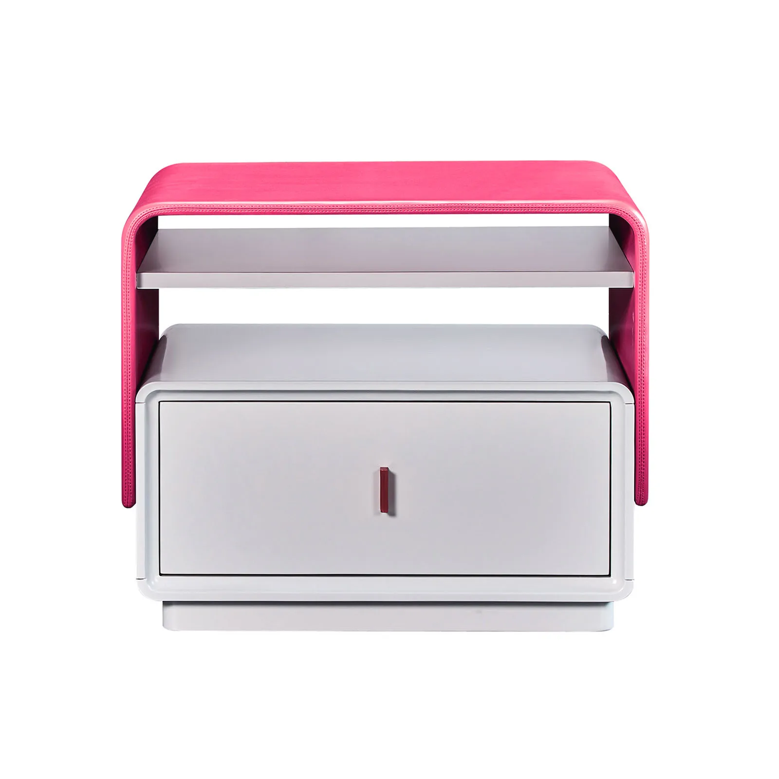 

-For Modern Pink Wooden Leather Bedroom Bedside Cabinet Table Gloss White Nightstand Corner Table&