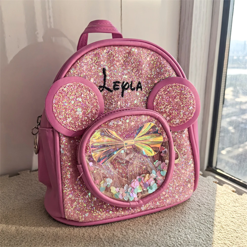 

Personalized Name Children's Cute Shiny Backpack Princess Girls Cartoon Backpack Custom Children's Fashion Kindergarten Backpack