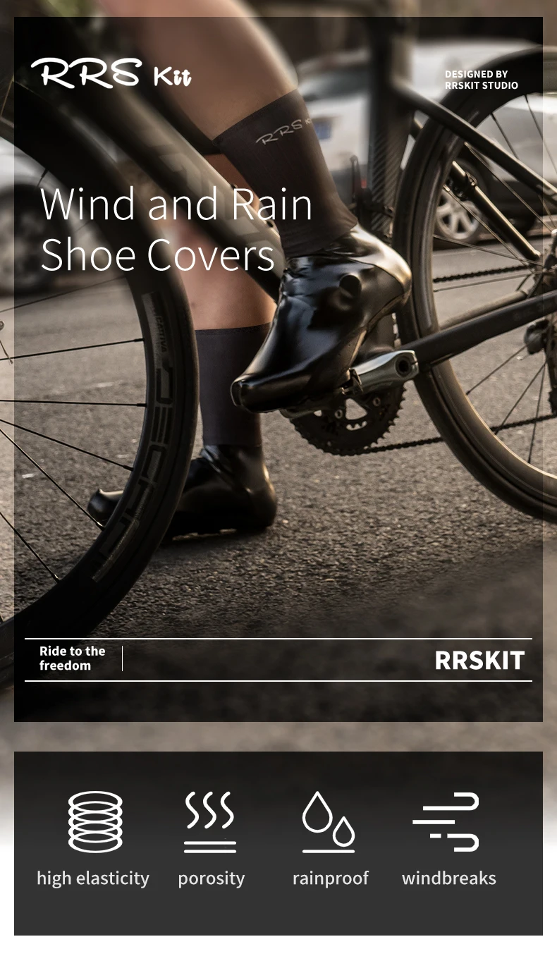 Rrskit wind- und wasserdichte Schuhabdeckung, leicht, elastisch, hochwertig, praktisch, für Rennradschuhe – Detail 1