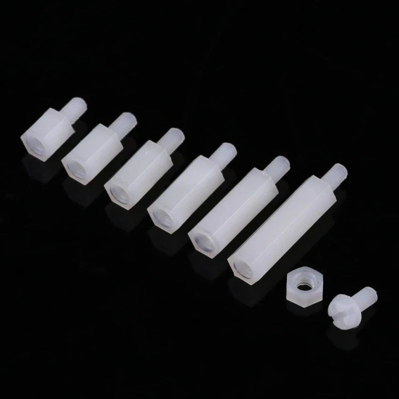 180pcs M3 White Plastic Nylon Insulated Hex Standoff Spacer Hexagon Pillar Column Screw Nut Washer Assortment Kit Set