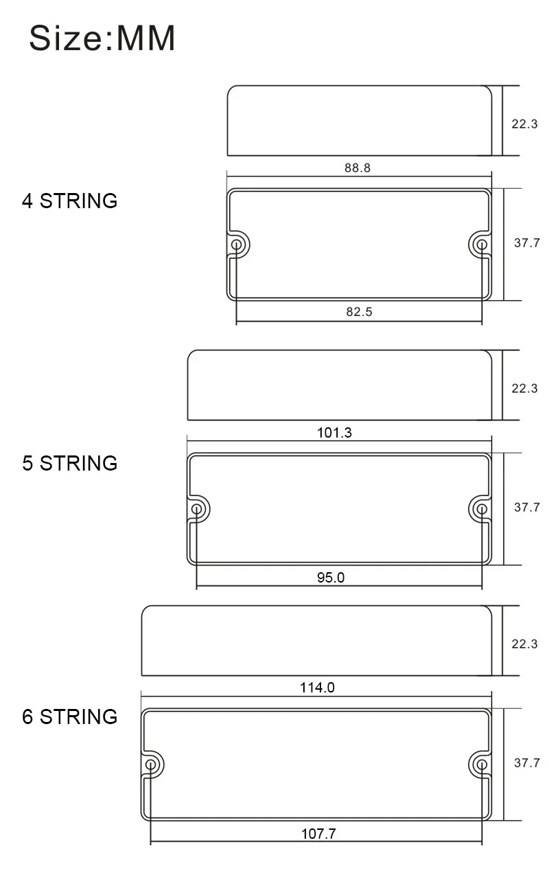 20Pcs Sealed Closed Type Humbucker Pickup Cover for 4/5/6 String Electric Bass 2 Hole Matte Electric Guitar Accessories