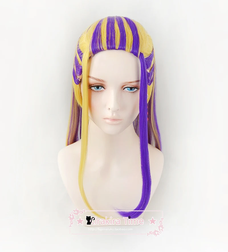 Wakasa Imaushi Wig Anime Tokyo Revengers Senju Cosplay Waka Golden Purple Highlights Hair Earrings Heat Resistant Wig + Wig Cap