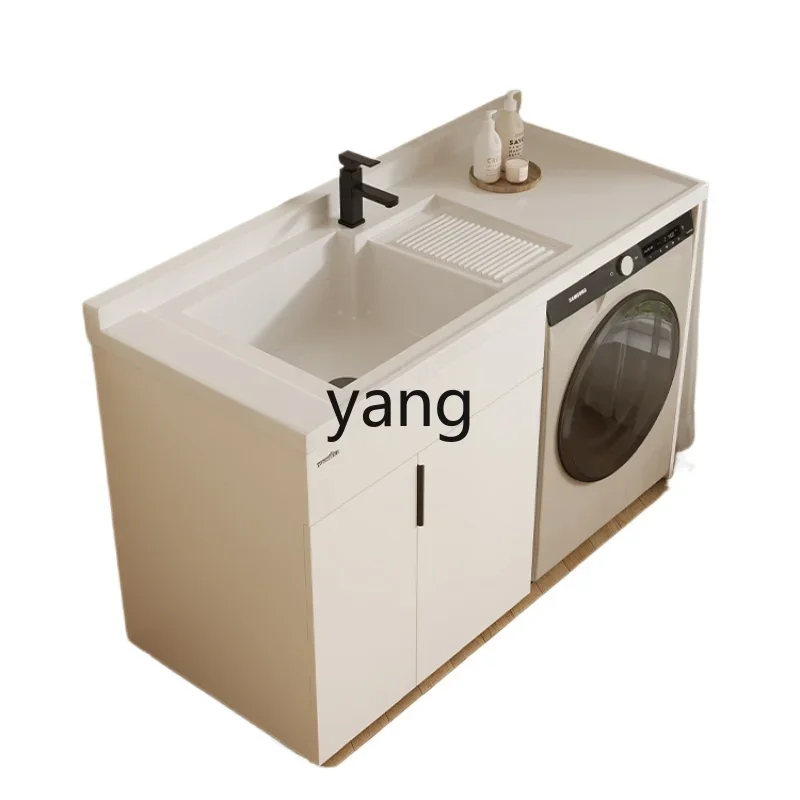 

LH space aluminum balcony washing machine cabinet combination quartz stone integrated with rubbing board