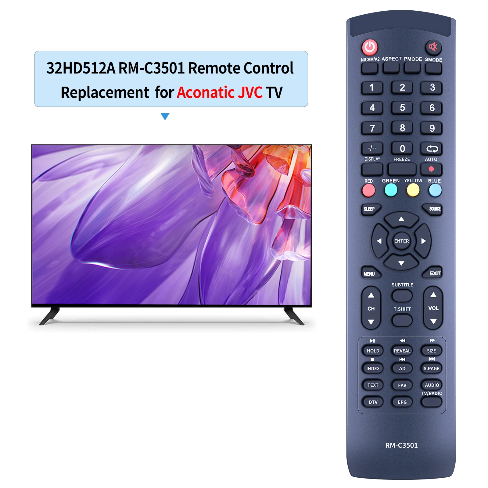 New Remote Control for Aconatic 32hd512an JVC RM-C3501 TV