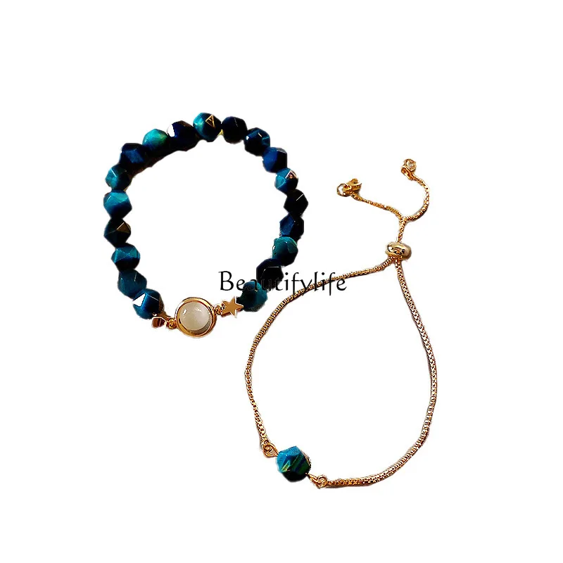 Emerald Bracelet for Women, Light Luxury Jewelry, Minority Exquisite Bead String, Unique Two-Piece Set