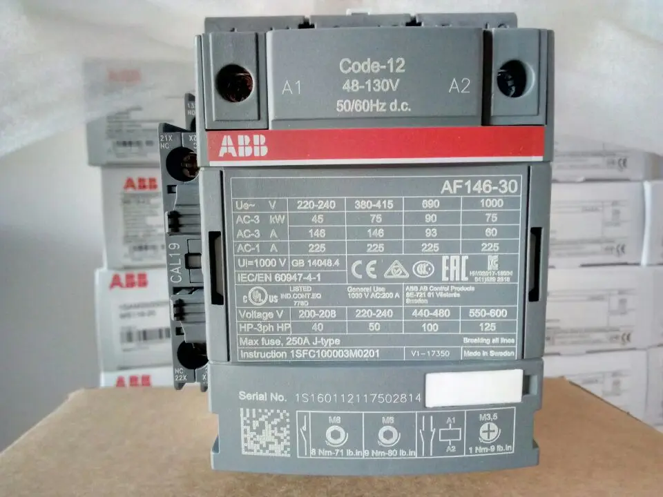 New Original ABB AC And DC Contactor, AF116-30-11-12 48-130V50/60HZ-DC