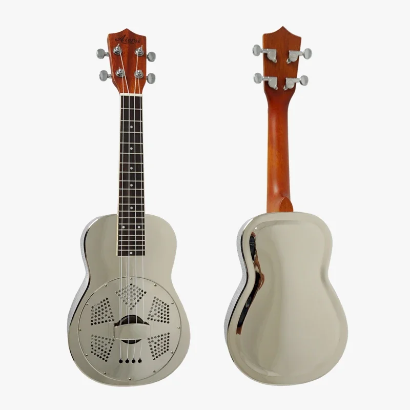 

Aiersi Brand Wholesale Concert Gloss Finishing Brass Body Resonator Ukulele Hawaii Ukelele BSU003C