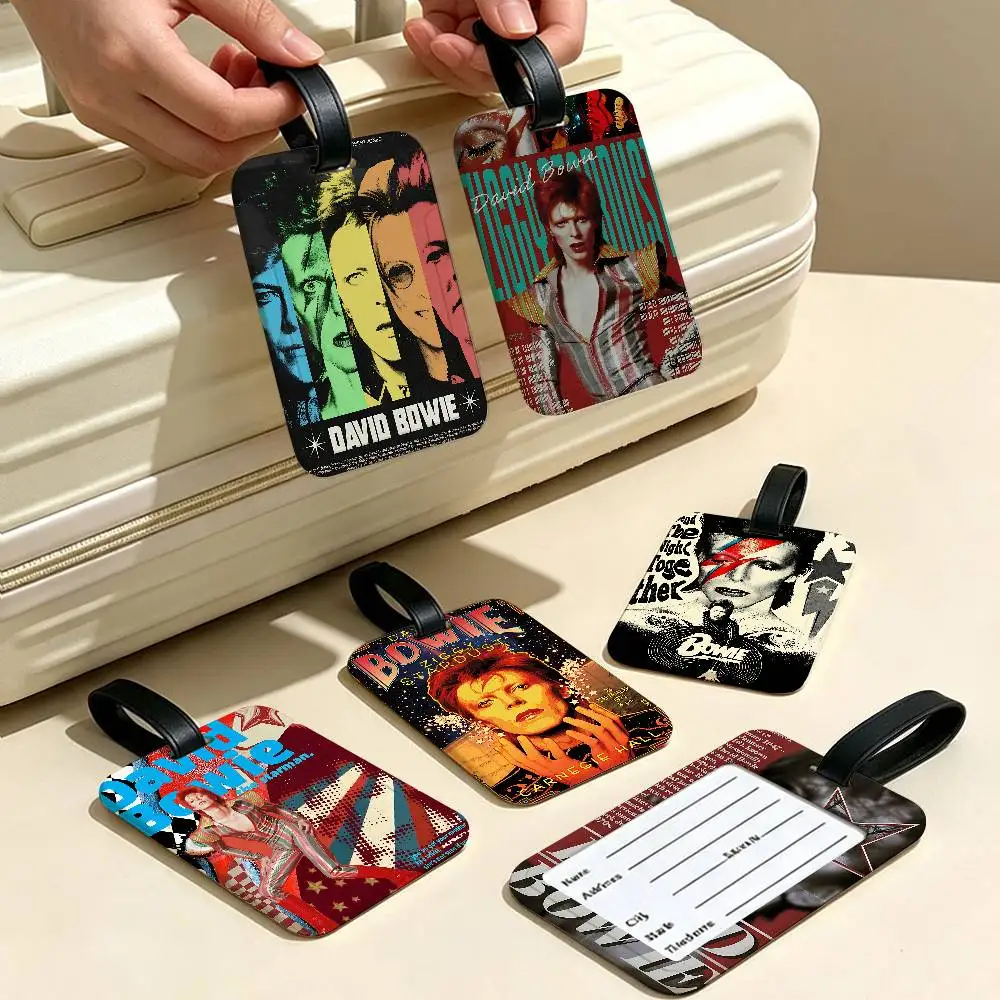 Retro singer D-David B-Bowie Waterproof PVC Baggage Tag With Info Card Anti lost Identification Tag For Luggage School Backpack