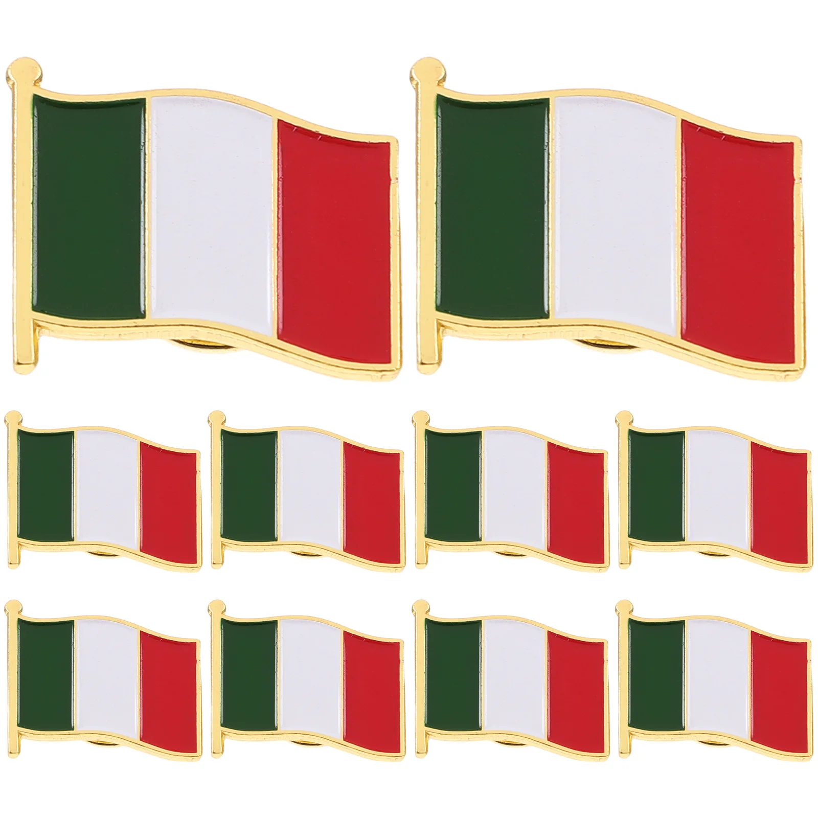 10 Pcs Clothing Brooch Stoving Varnish Flag Personalized Boutonniere Pins Iron National Italian