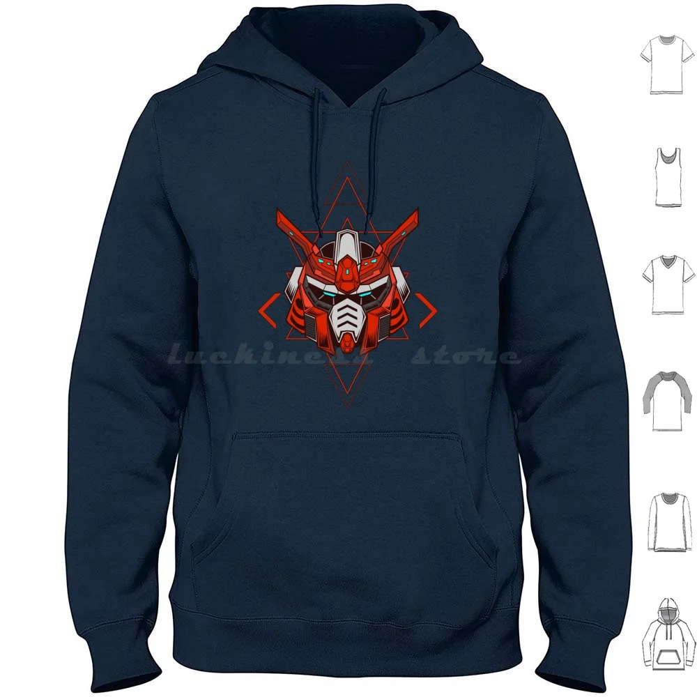 Helmet Hoodie Cotton Long Sleeve Robot Attractive Cool Styles Modern Unique Printed Trend Anime Future Japan Mecha