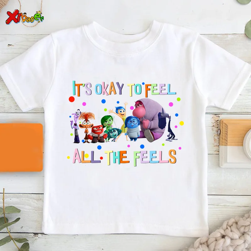 Inside Out 2Shirt Birthday T-shirt Children's Summer Tshirt Boys Girls Short-Sleeved T Shirts Casual Clothes Cartoon Image Shirt