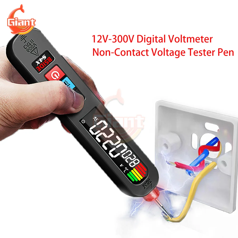 12V-300V Digital Voltmeter Non-Contact Detection Leakage Live Wire Breakpoint Finder Voltage Tester Smart Screwdriver Tester Pen