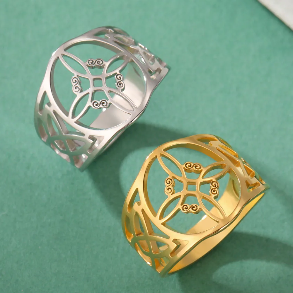 COOLTIME Witch Knot Rings for Women Men Stainless Steel Vintage Amulet Finger Ring Witchcraft Celtics Knot Jewelry New in