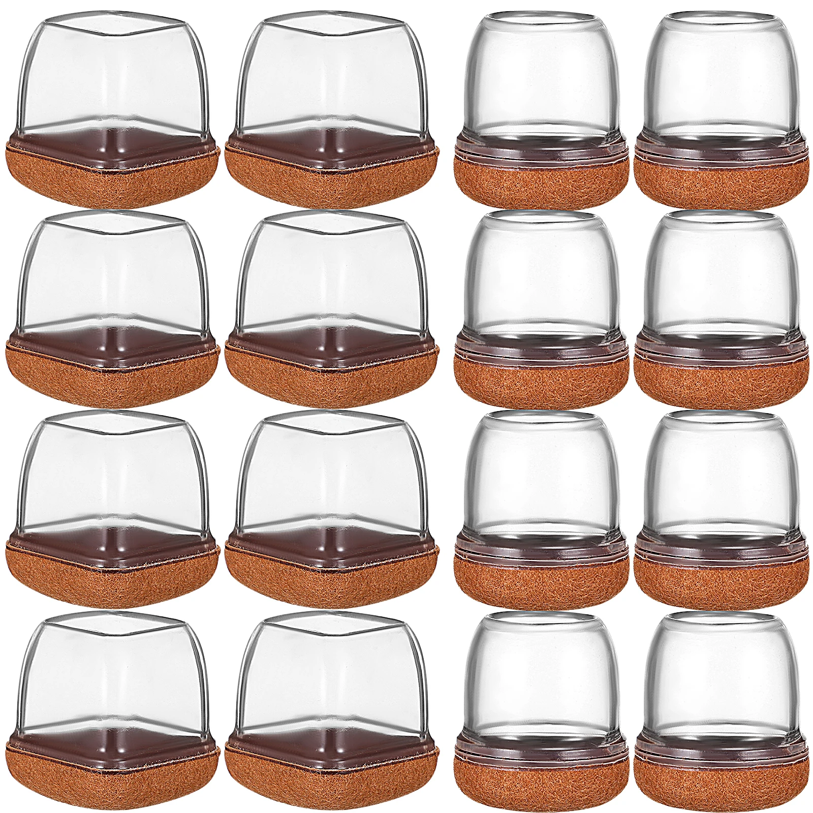 

16pcs Chair Leg Floor Protectors Transparent Round Square Furniture Pads Durable TPE No Deformation Easy Install Hardwood Tile
