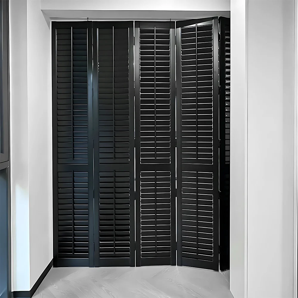 

Interior Decorative Window Curtains Wooden Roller Blinds Shades Shutters Manual Black Wood Blinds for Window