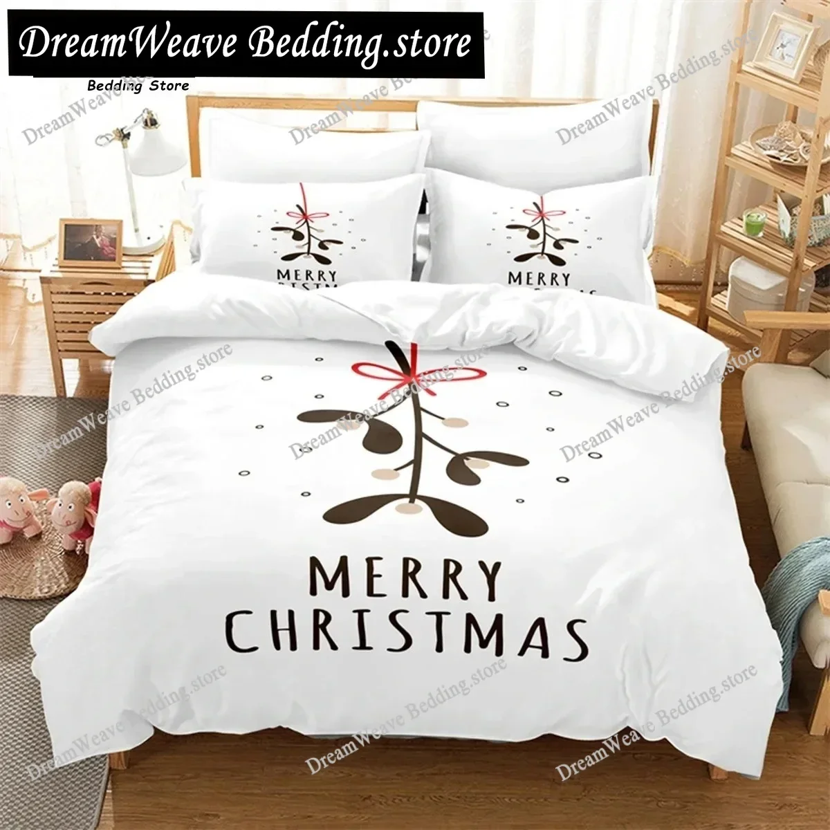 Christmas Letter Duvet Cover Set, Christma Bedding Set, Soft Comfortable Breathable Duvet Cover, for Bedroom Guest Room Decor