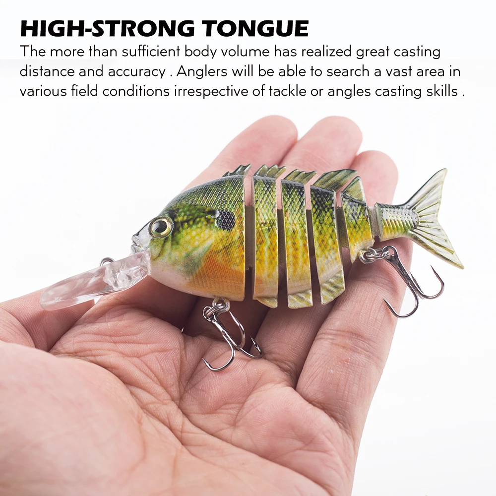 Hanlin 10cm 14g Bluegill Multi Jointed Long Tongue Fishing Lures Floating Shad Baits Wobbler Hard Body Swimbait Sunfish Tackle