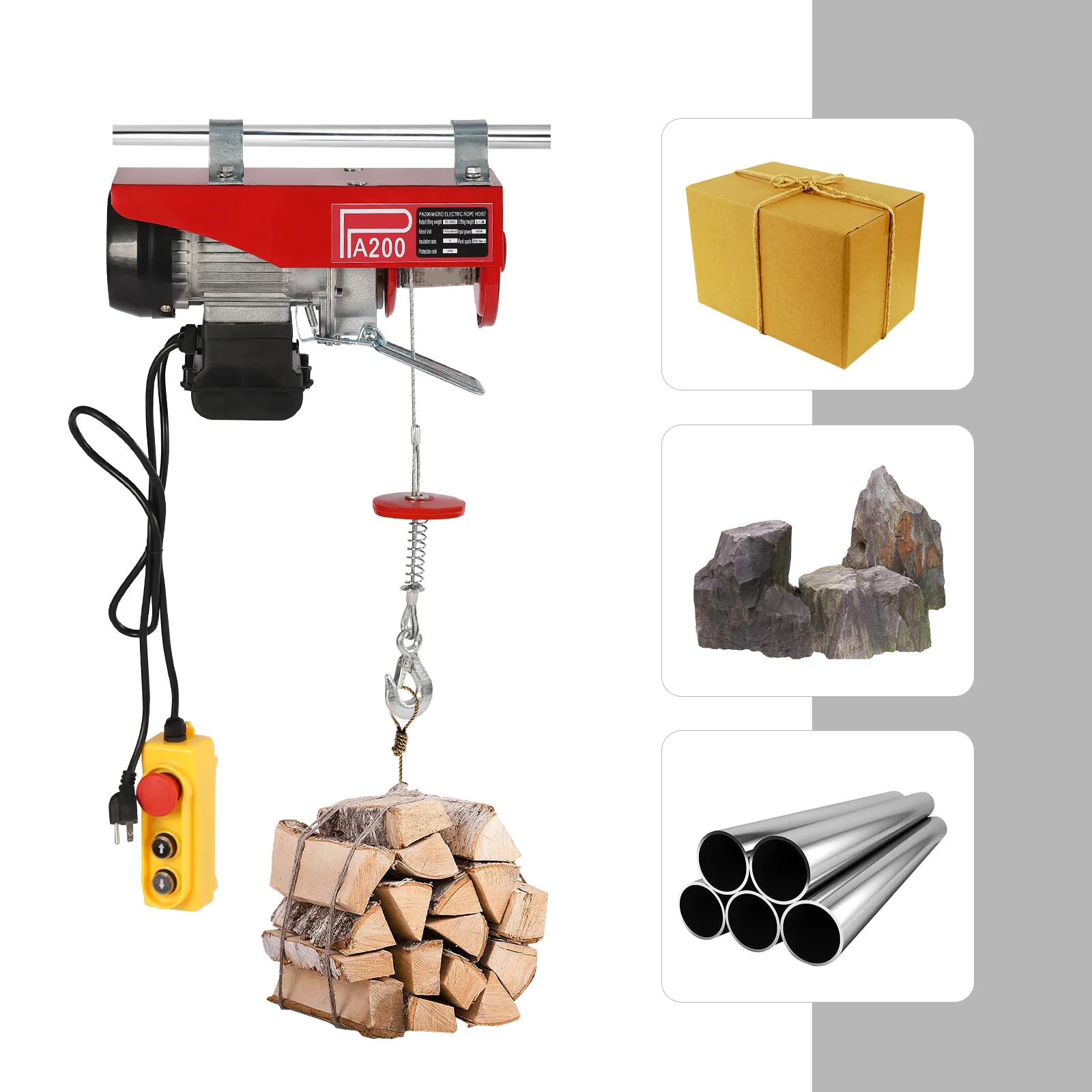 ونش رافعة كهربائية 2 طن (4400 رطل) مع جهاز تحكم عن بعد - رافعة محرك 110 فولت للمرآب ورفع ورشة العمل