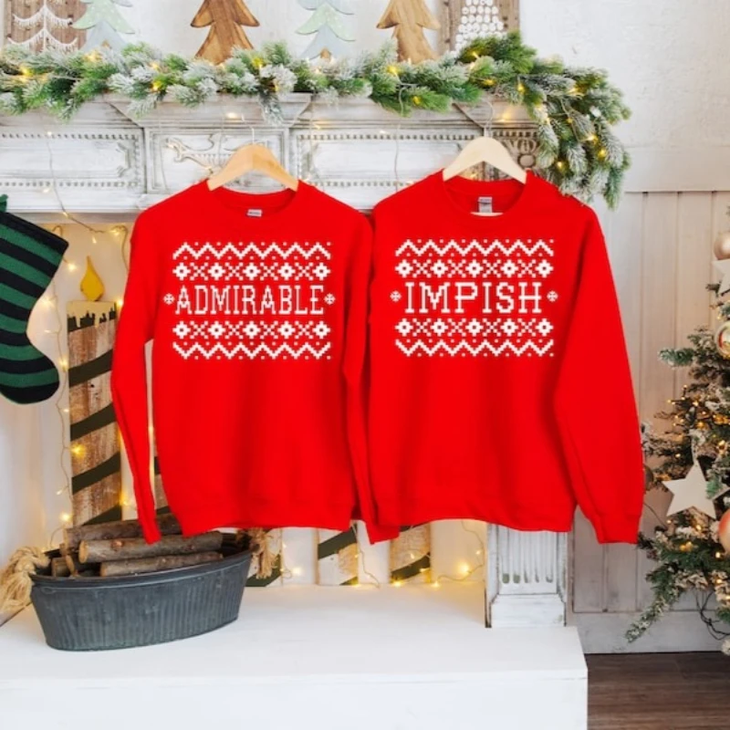 

Толстовки Impish or Admirable — унисекс — рождественские толстовки для пар, женские и мужские повседневные повседневные термотолстовки с круглым вырезом, топ